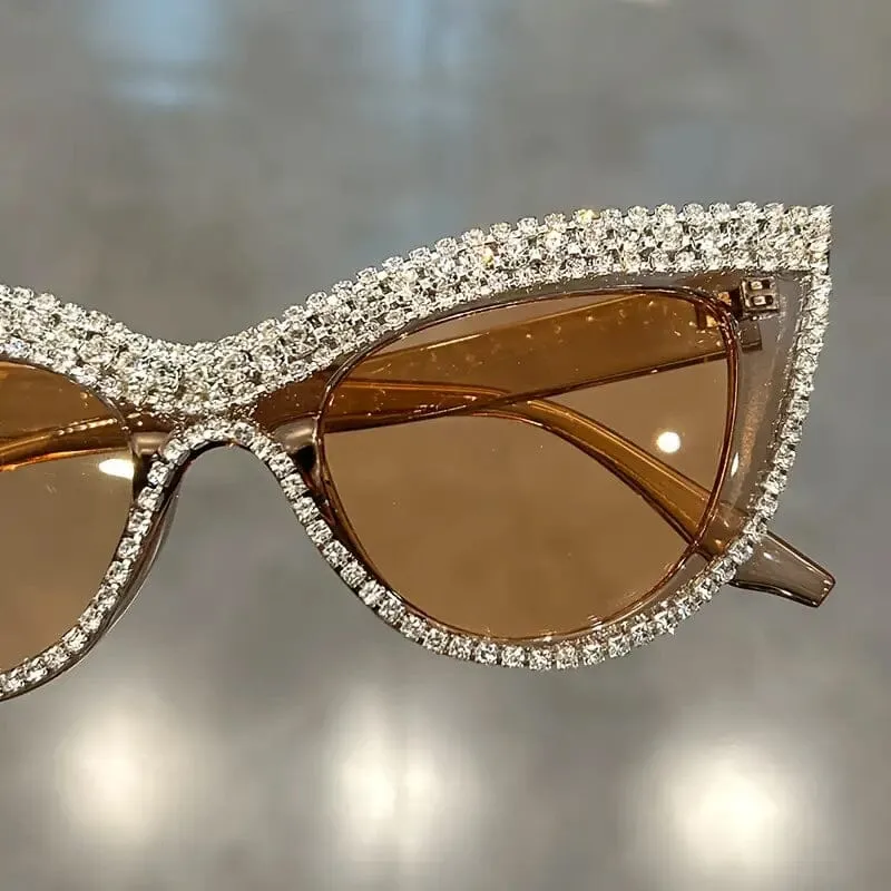 2-Pieces: Bling Rhinestone Cat Eye Sunglasses