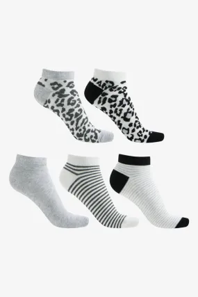 5 Pack Animal Low Cut Socks Black