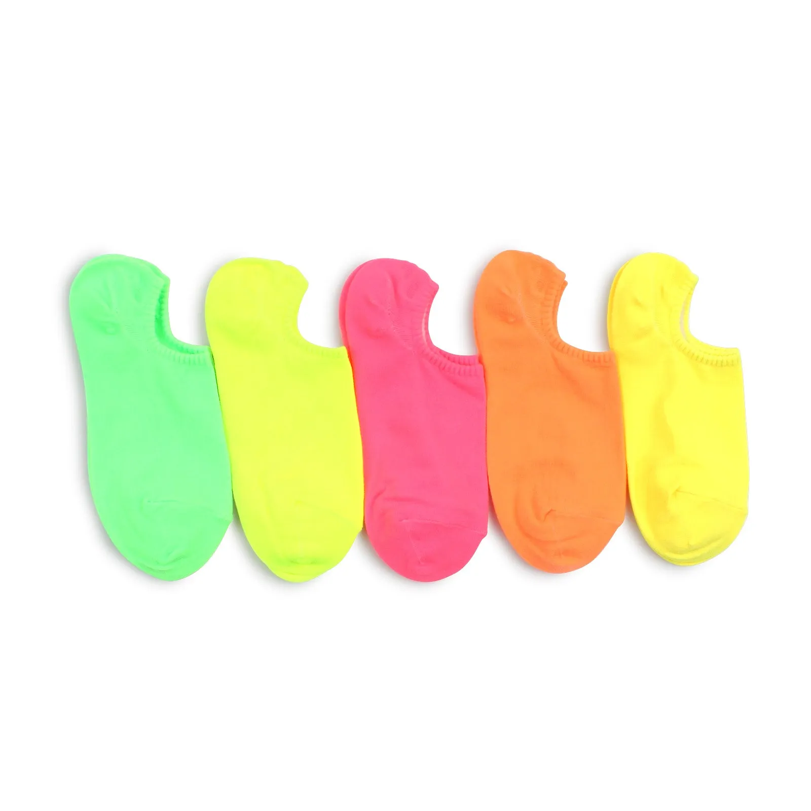 (5 Pairs) Women Neon Fluorescent Extra Lowcut Socks Fashion NP15