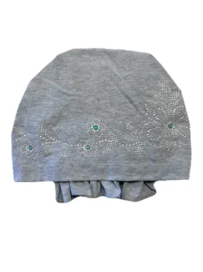 ABBEY-RS-684#The Abbey Cap Heather Gray w/Crystal Island Flower