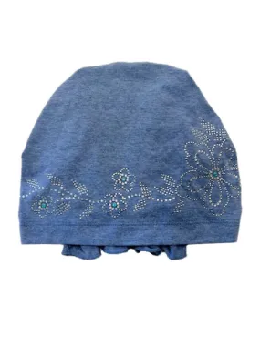 ABBEY-RS-686#The Abbey Cap Light Denim w/Crystal Island Flower