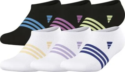 adidas Girl's Superlite 3.0 6-Pack No Show Socks