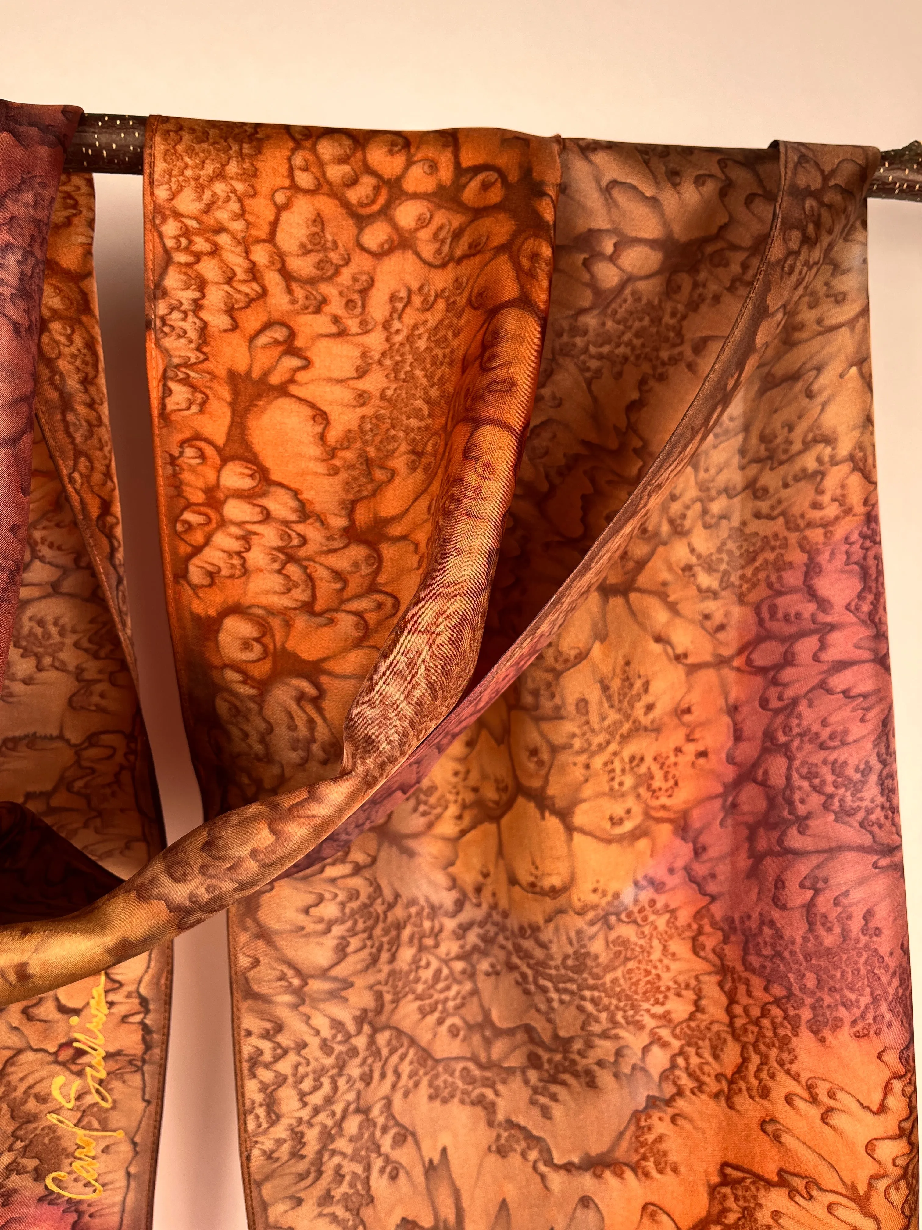 “Autumn Mermaid" - Hand-dyed Silk Scarf - $125