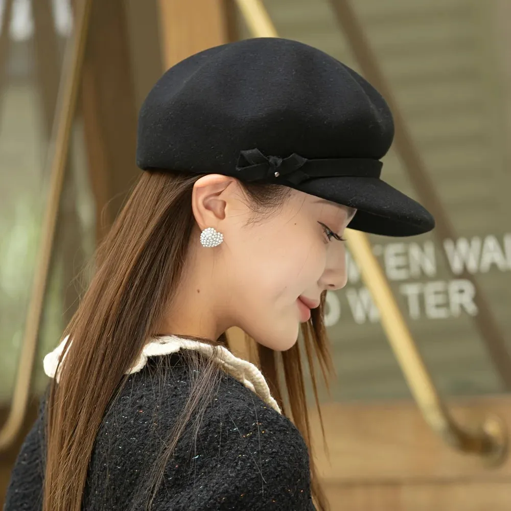 Autumn Winter Korean Edition Beret Woolen Painter's English Octagonal Hat