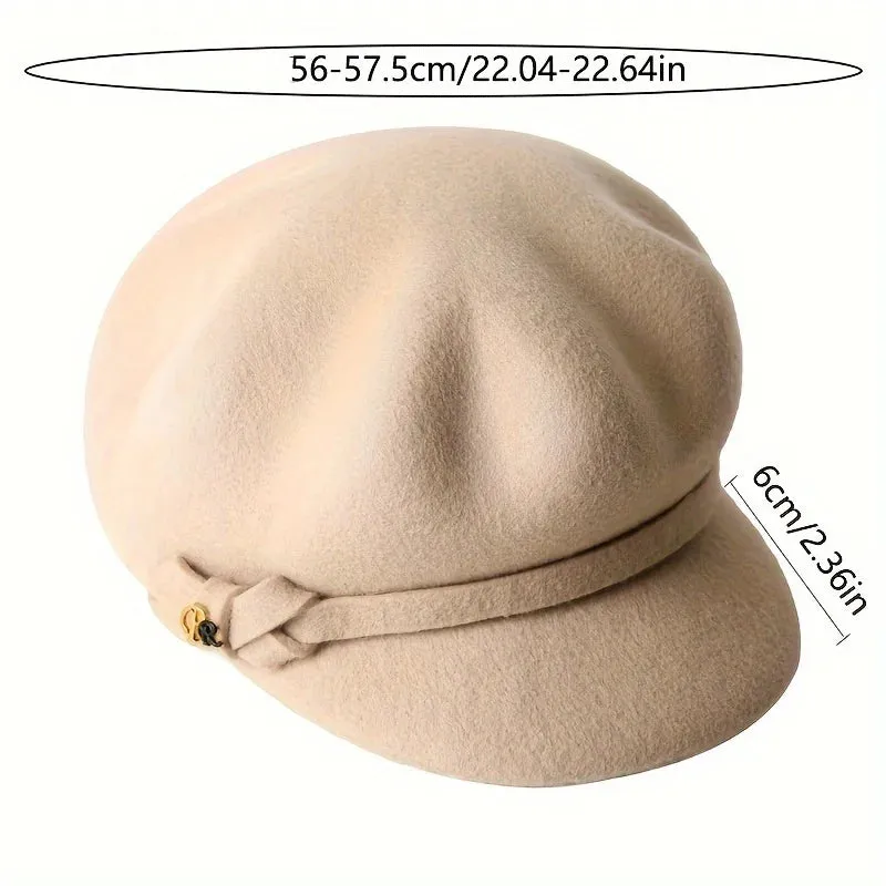 Autumn Winter Korean Edition Beret Woolen Painter's English Octagonal Hat