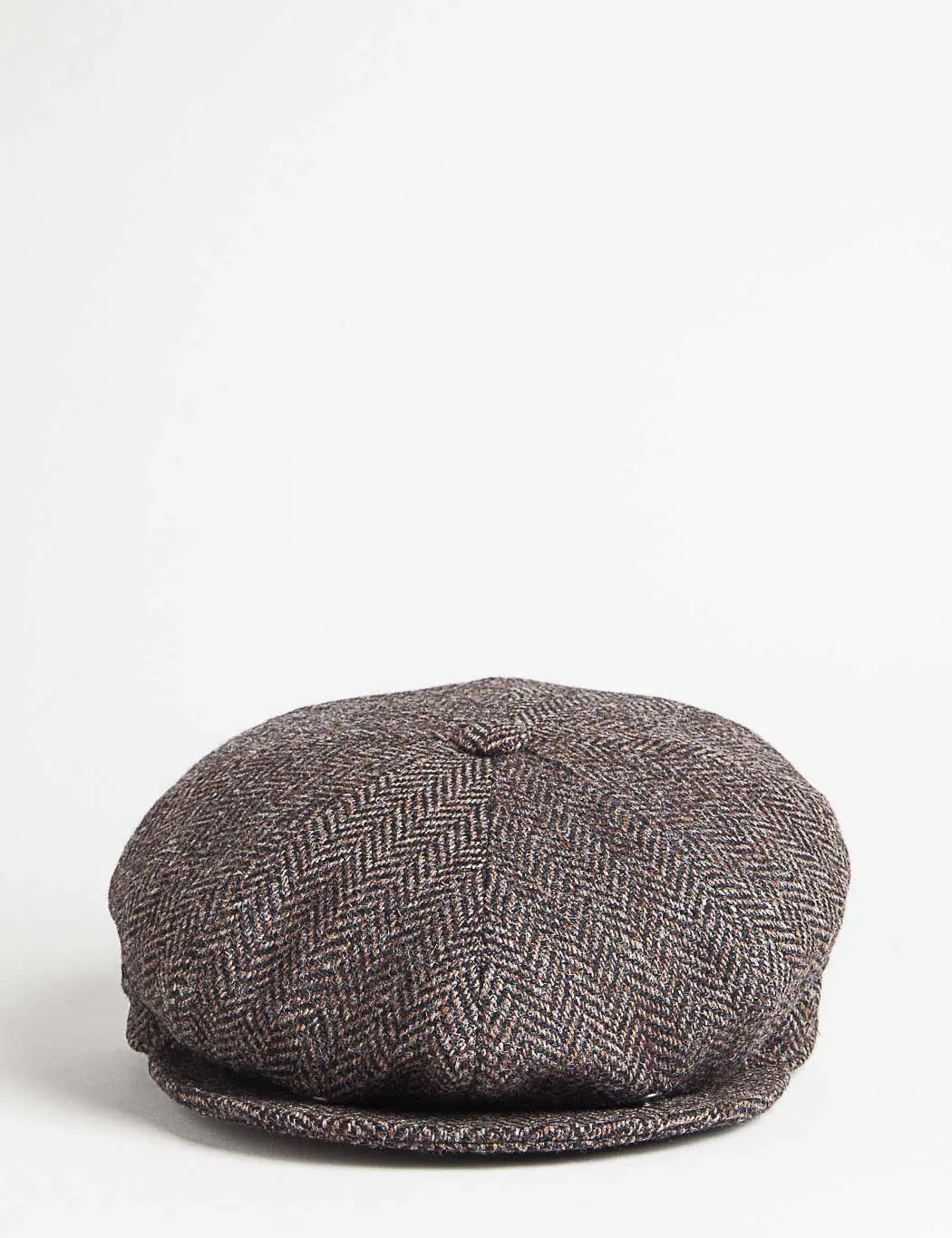 Bailey Galvin Herringbone Newsboy Cap - Brown/Black