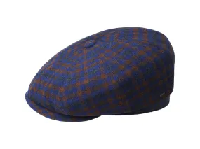 Bailey Hats Tarlton Flat Cap In Blue & Brown Check