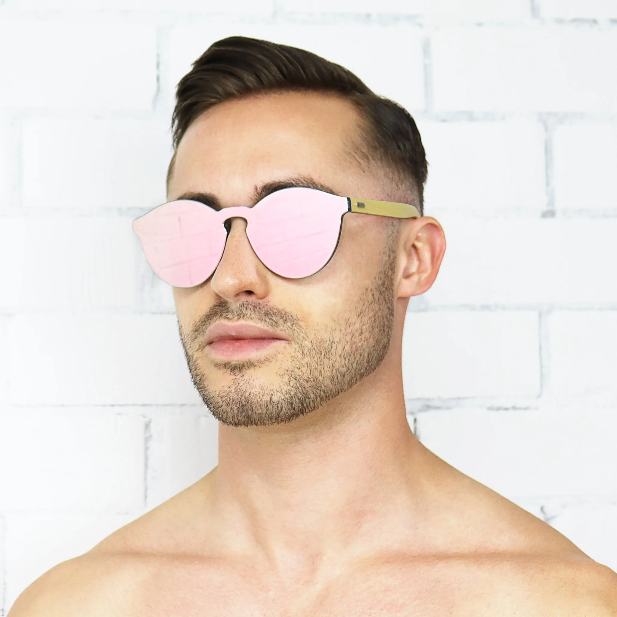 Bamboo Reflective Sunglasses - Pink