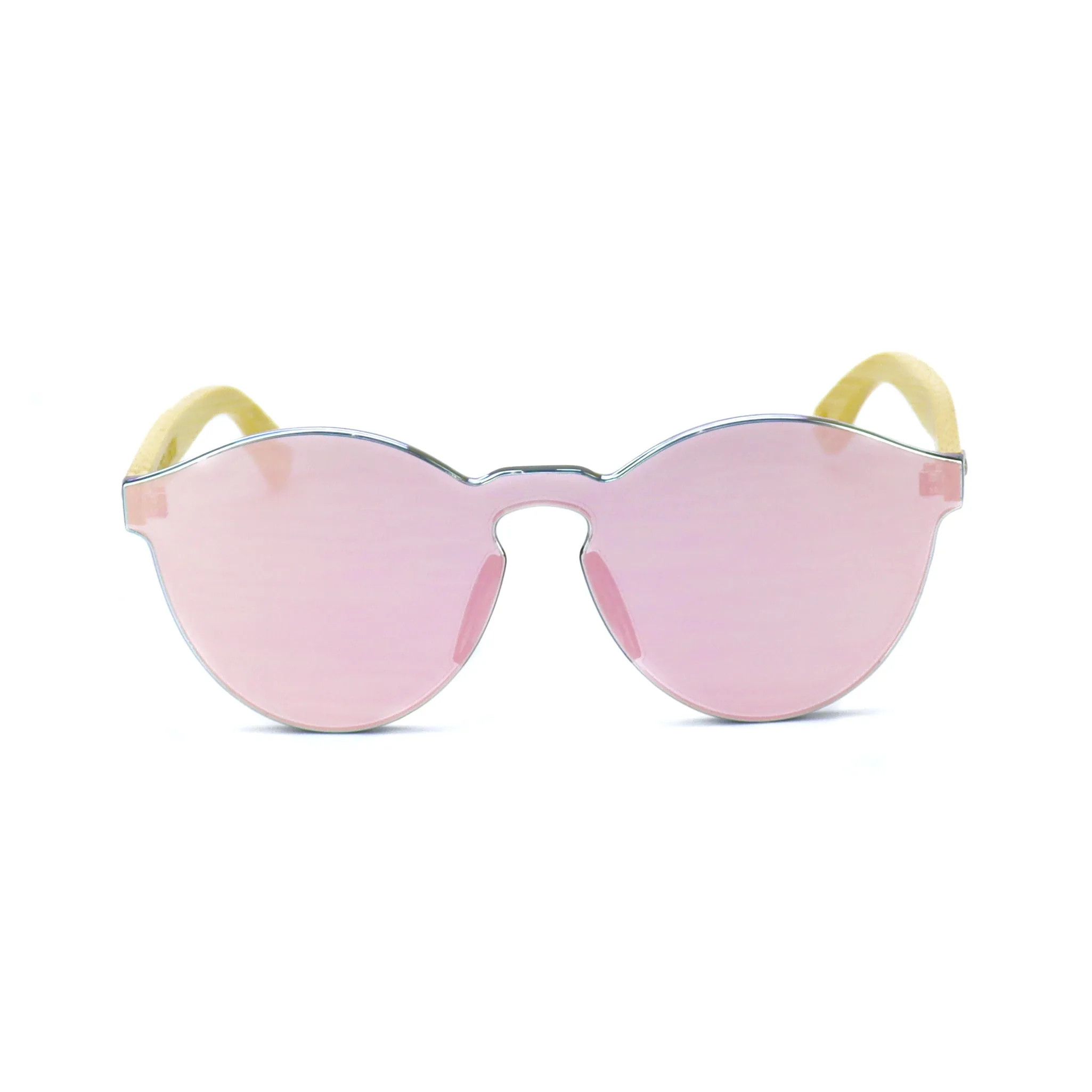 Bamboo Reflective Sunglasses - Pink