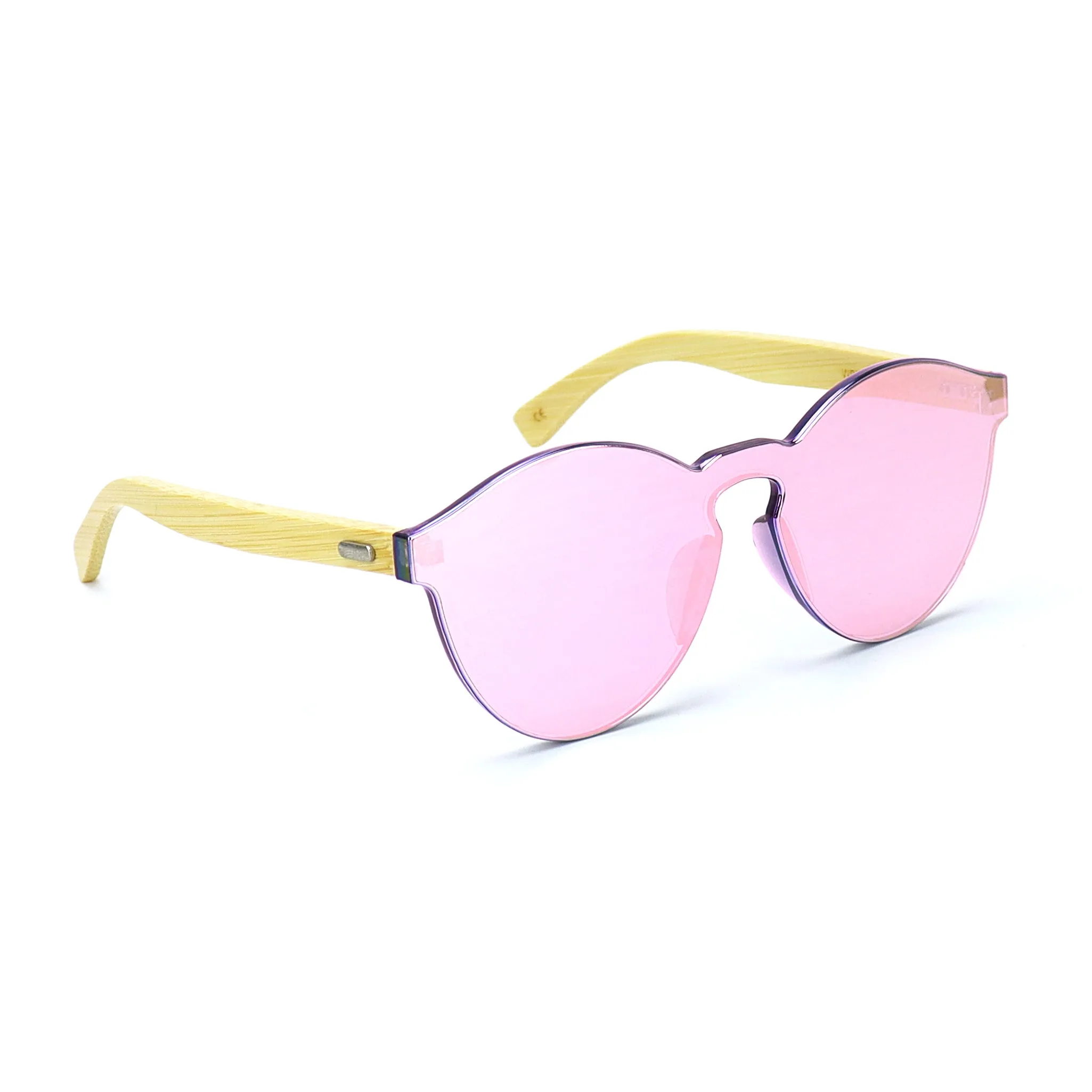 Bamboo Reflective Sunglasses - Pink