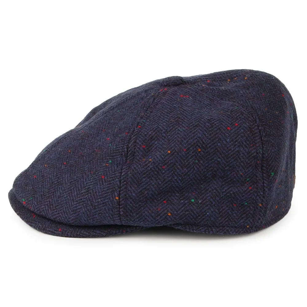 Barbour Hats Tinsley Flecked Herringbone Newsboy Cap - Navy Blue