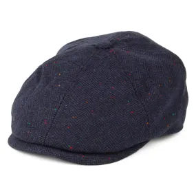 Barbour Hats Tinsley Flecked Herringbone Newsboy Cap - Navy Blue