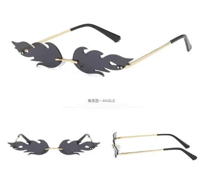 Black Reflective Flame Shaped Sunglasses