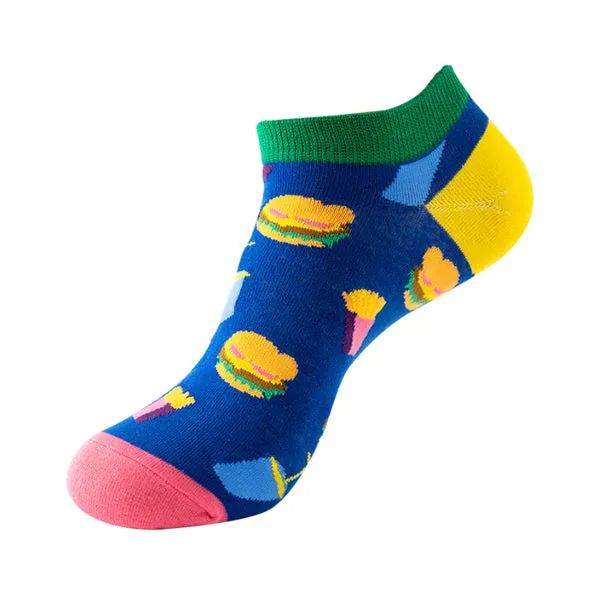 Burger and Fries Pattern Low Cut Socks (One Size) 漢堡和薯條圖案船襪 (均碼) HS202287d