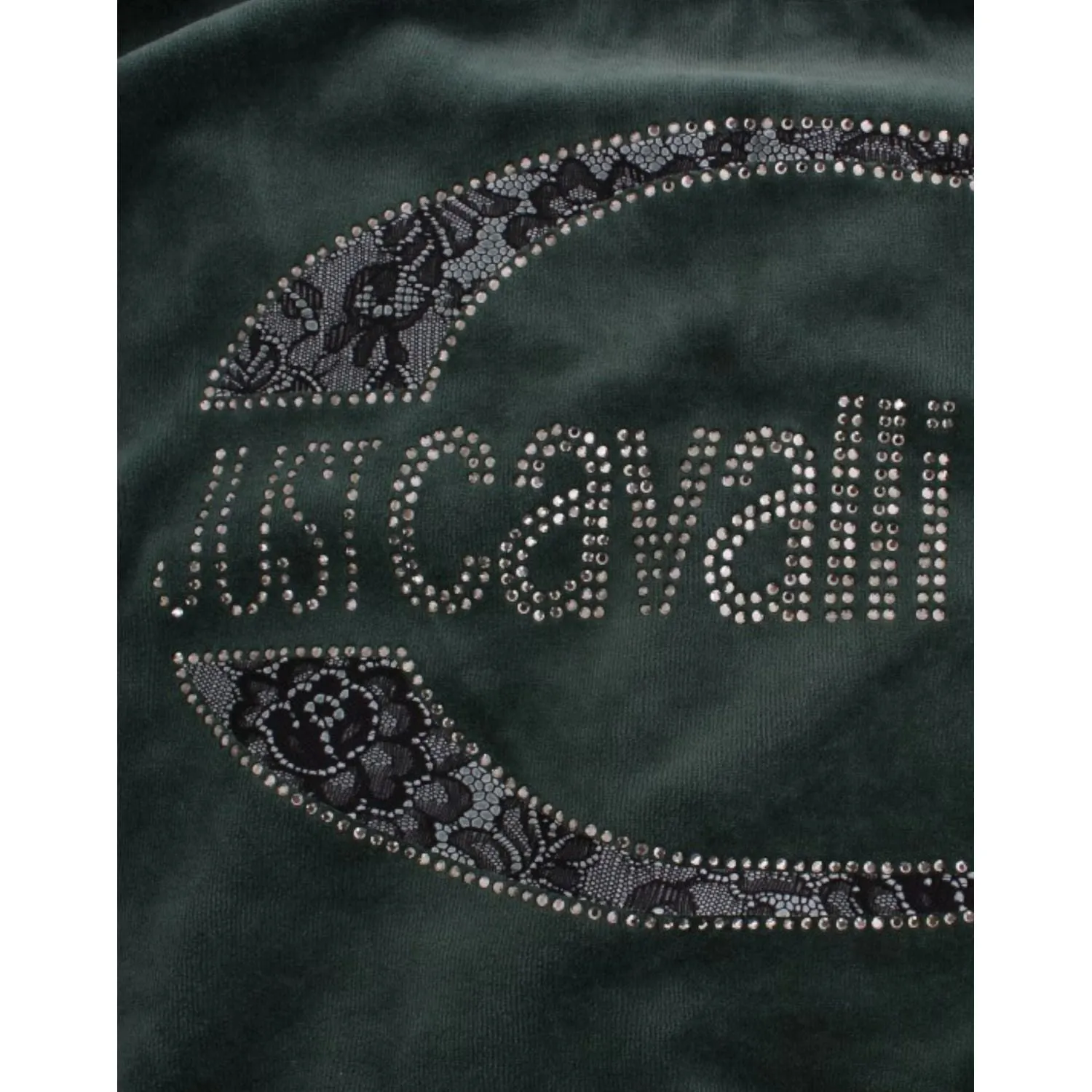 Cavalli Elegant Green Mock Sweater with Rhinestone Detail