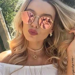 Chic Retro Oval Shape Alloy Mirror Sunglasses For Women