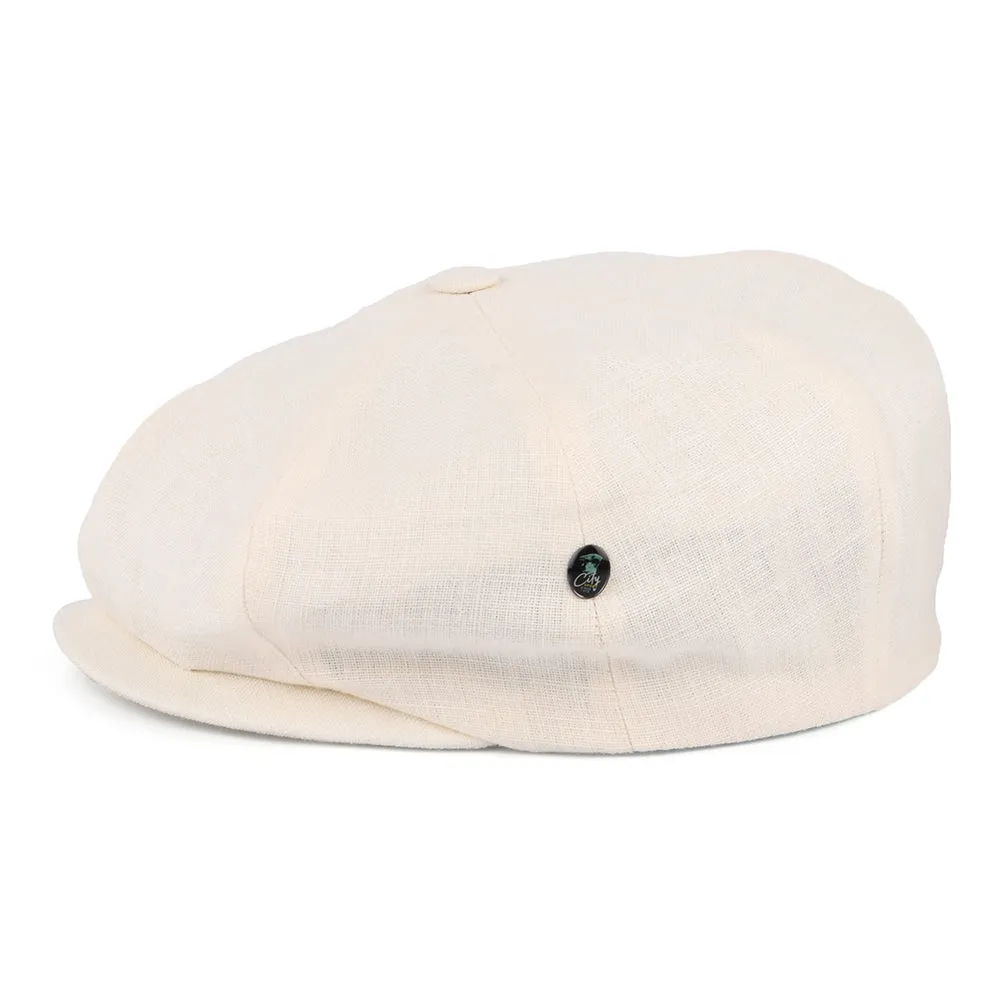 City Sport Linen Newsboy Cap - Cream