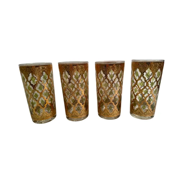 Culver Mid-Century Valencia 4-Piece Highball Glasses