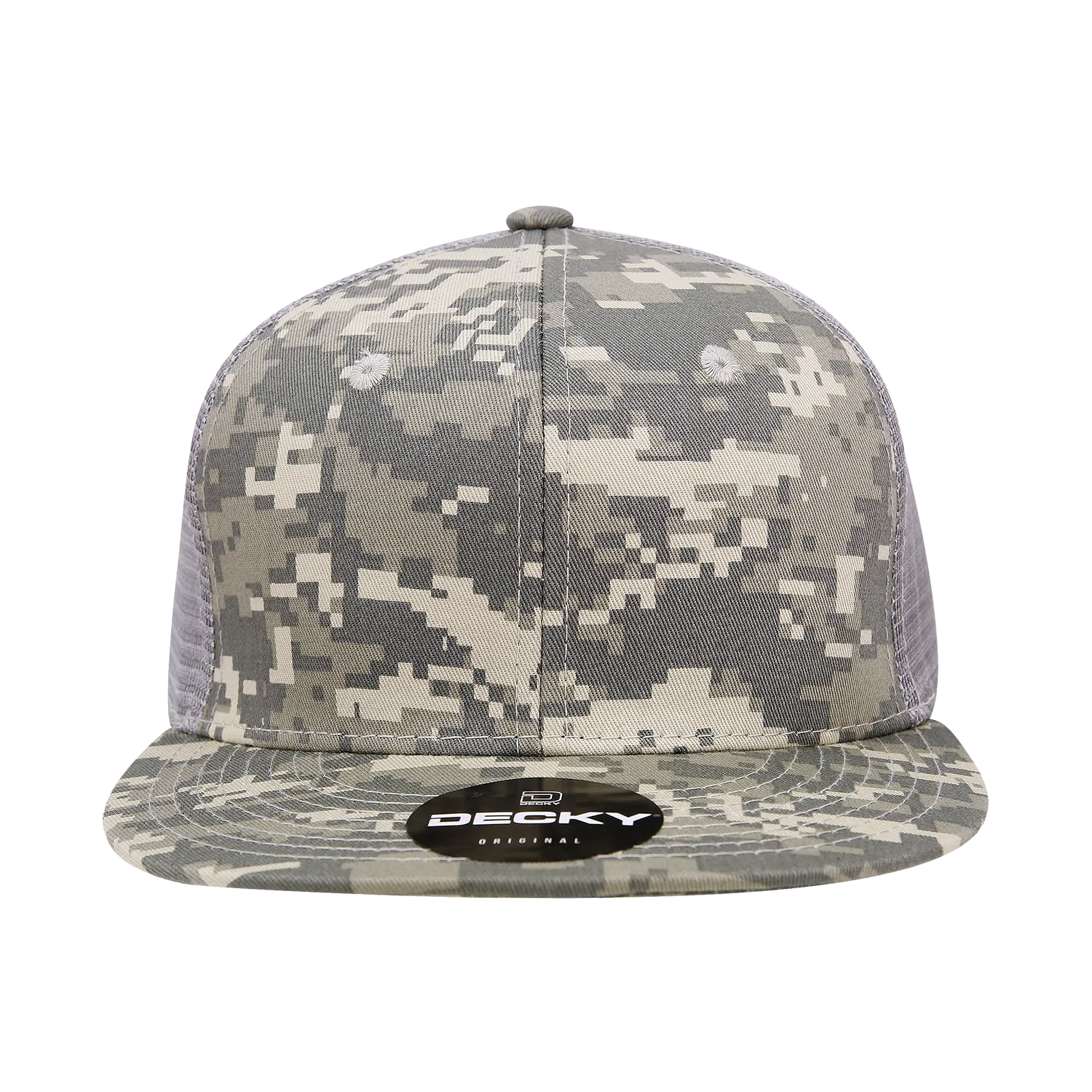 Decky 1055 Camo Flat Bill Trucker Hat, Camouflage 6 Panel Trucker Cap - CASE Pricing