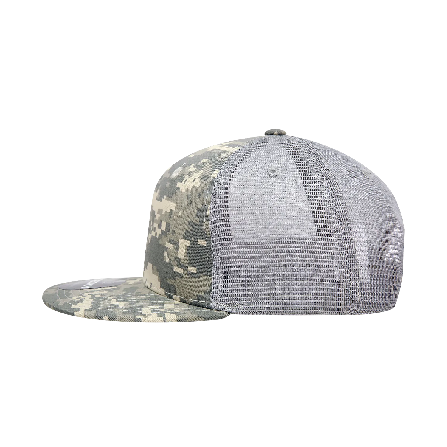 Decky 1055 Camo Flat Bill Trucker Hat, Camouflage 6 Panel Trucker Cap - CASE Pricing