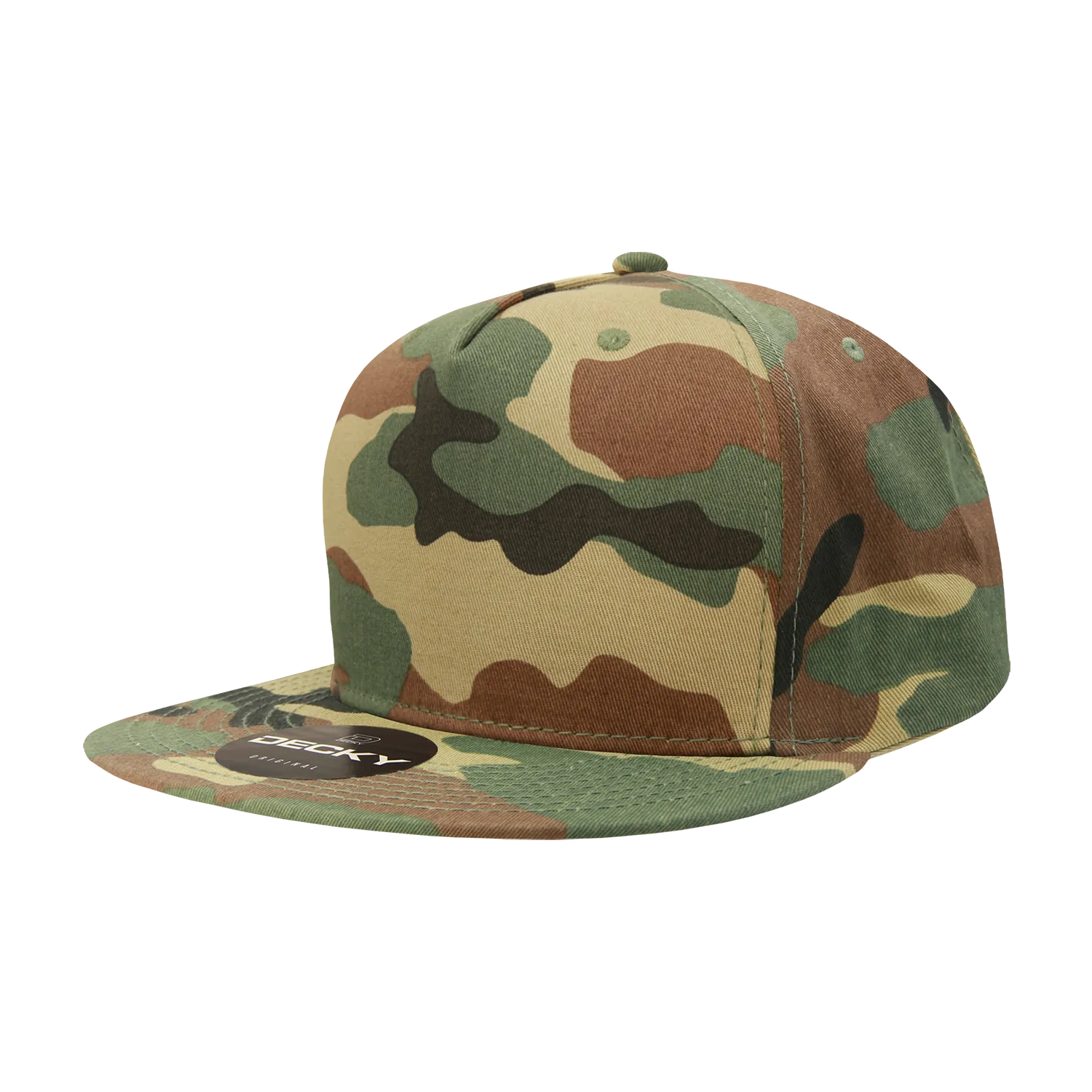 Decky 1064 5 Panel Flat Bill, Cotton Snapback Hat