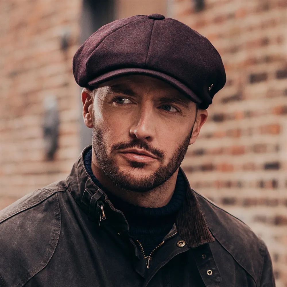 Failsworth Hats Alfie Melton Newsboy Cap - Merlot