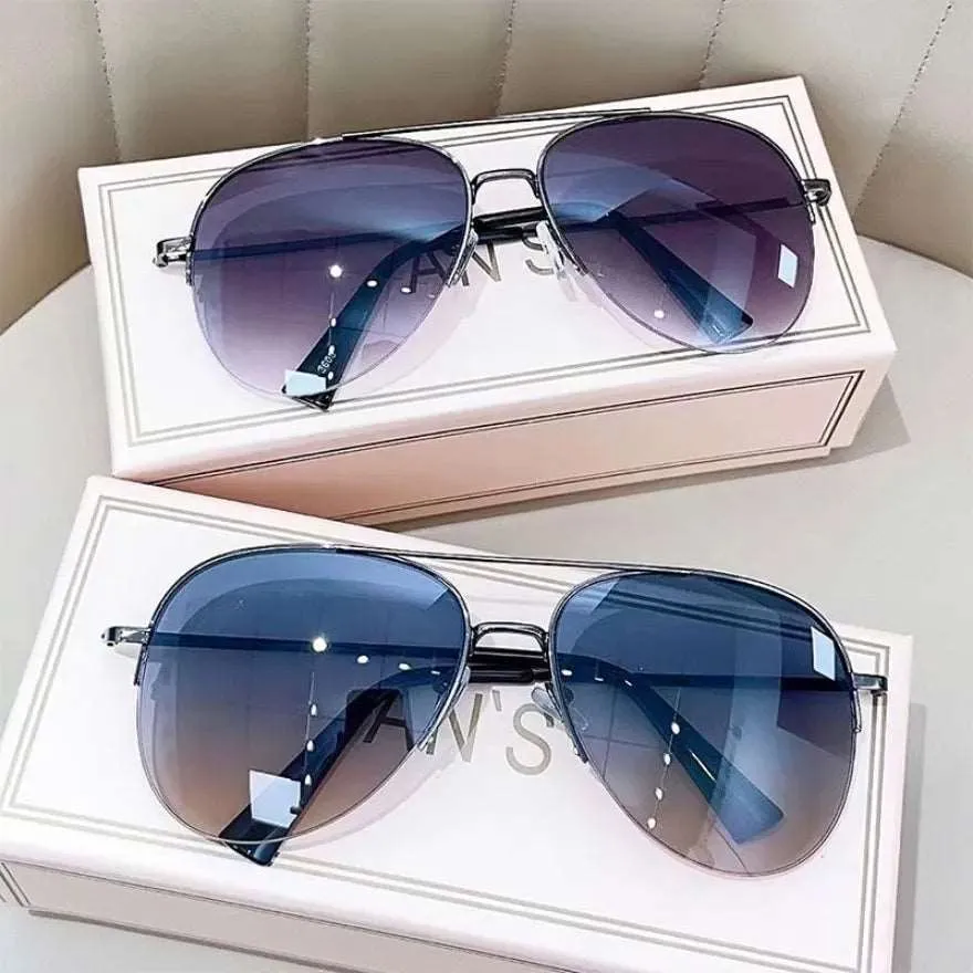 Fashion Gradient Sunglasses for Men Big Frame Pilot Brand Design Anti-reflective