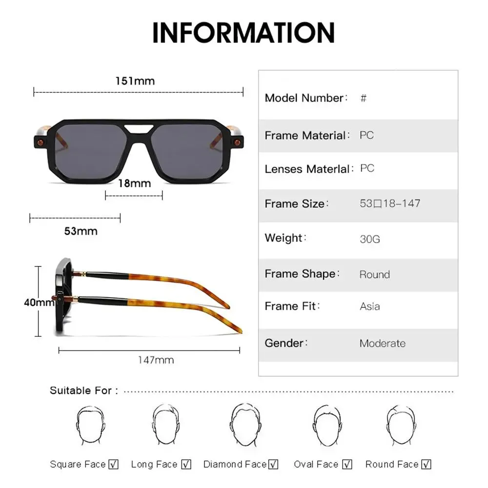 Fashion Leopard Sun Glasses UV400 Eyewear Sunglasses Double Bridge Women's Sunglasses Street Wear Shades Men's Shades