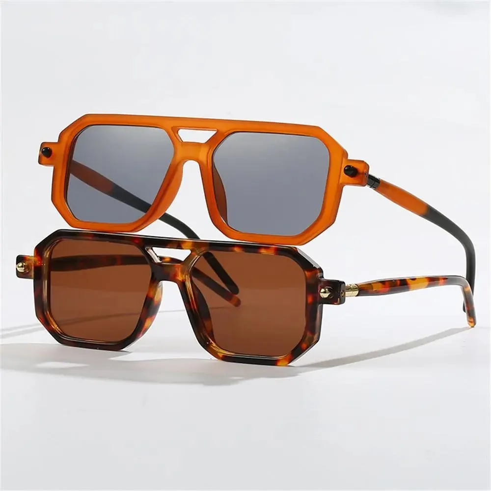 Fashion Leopard Sun Glasses UV400 Eyewear Sunglasses Double Bridge Women's Sunglasses Street Wear Shades Men's Shades