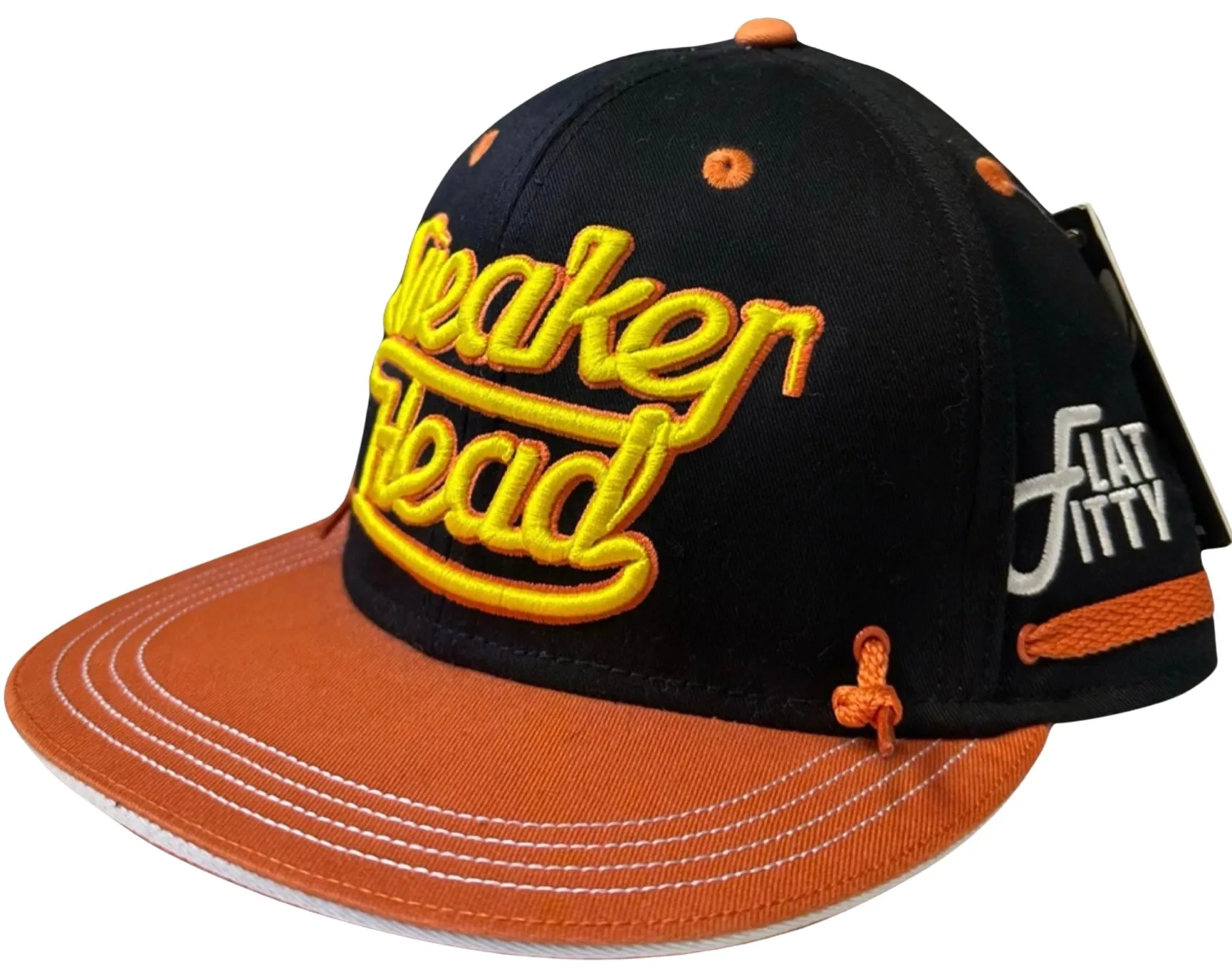 *Flat Fitty* Sneaker Head snapback hat (Orange-Black)