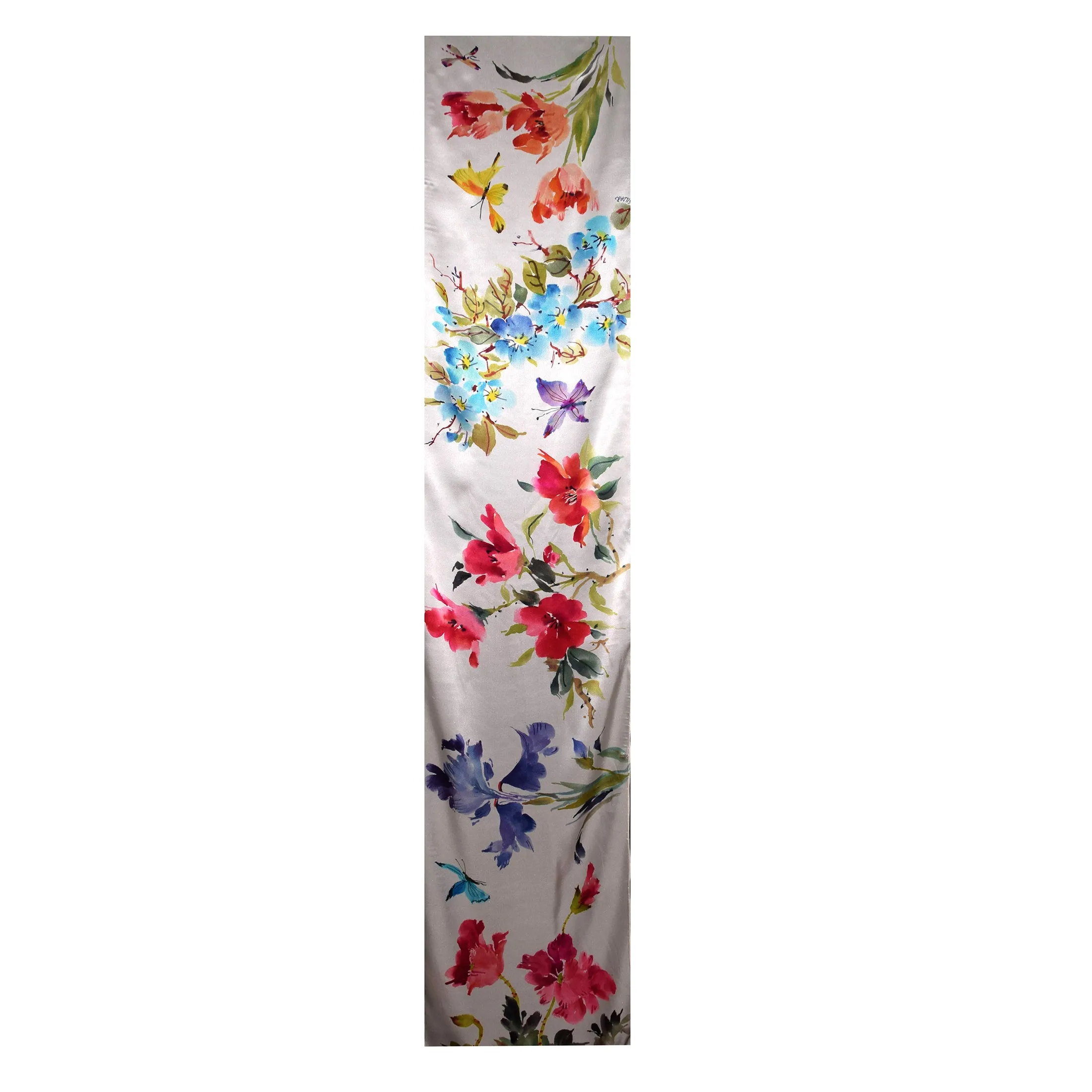 Floral Bouquet with Butterflies Handpainted Silk Wrap/Scarf