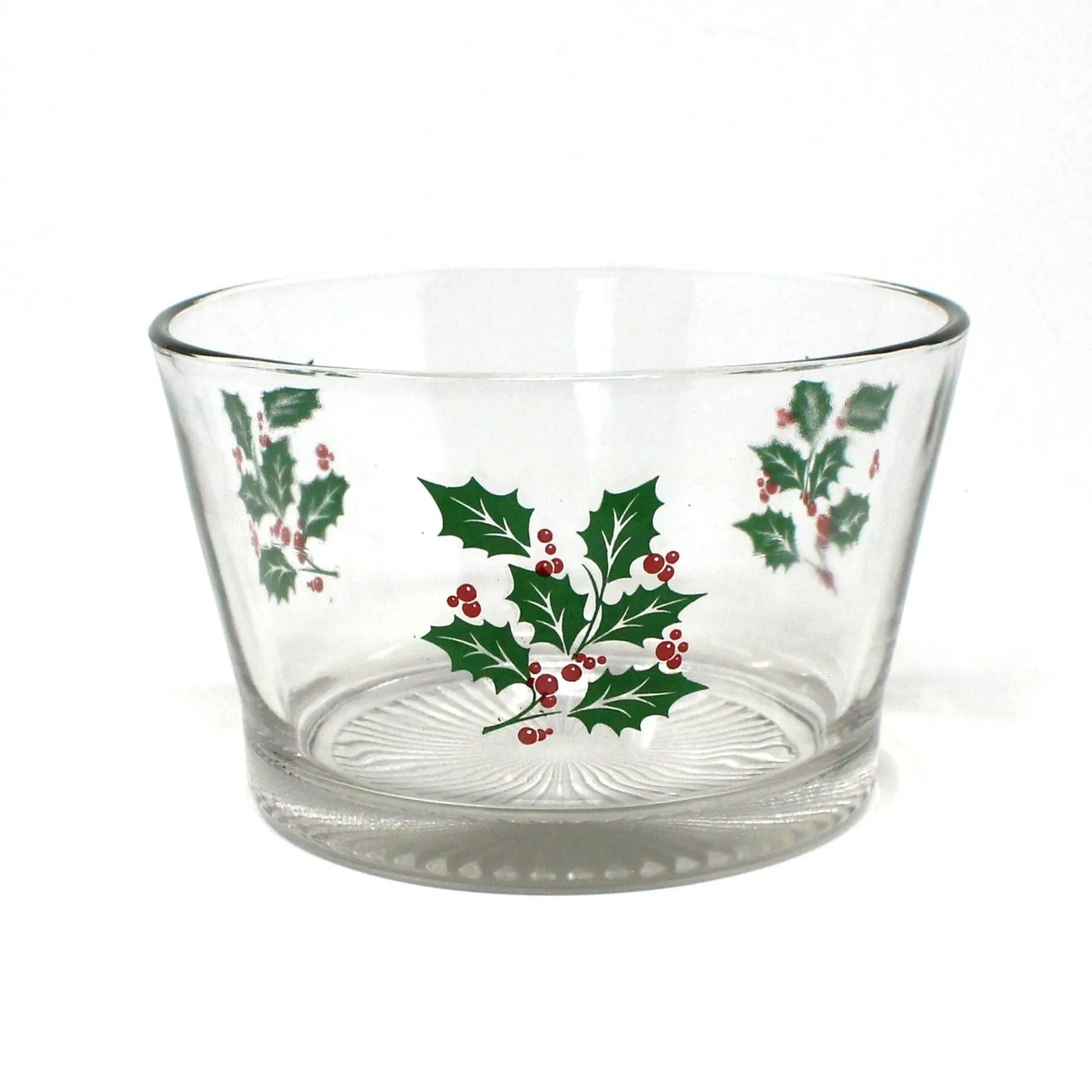 Glasses & Ice Bowl Set, Whiskey, Bartlett Collins, Christmas Holly, 9 Pcs, Vintage