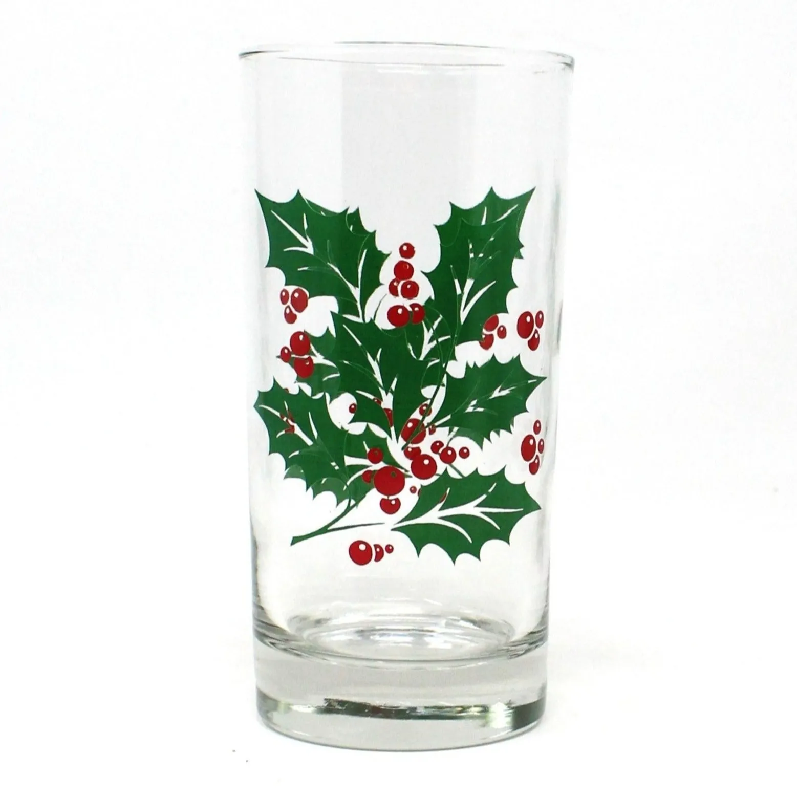 Glasses & Ice Bowl Set, Whiskey, Bartlett Collins, Christmas Holly, 9 Pcs, Vintage