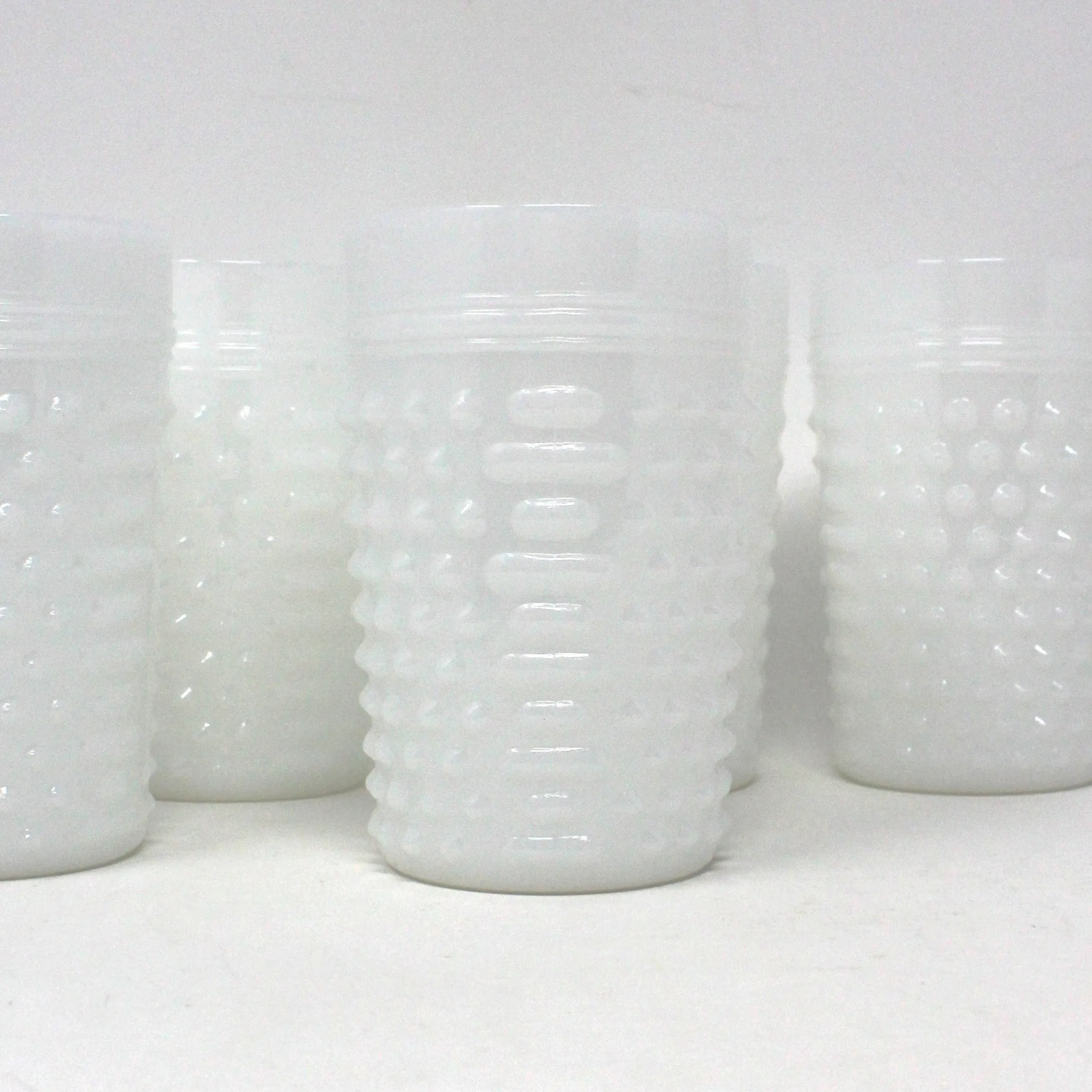 Glasses, Tumblers, Anchor Hocking, Milk Glass Hobnail, Vintage Set of 6