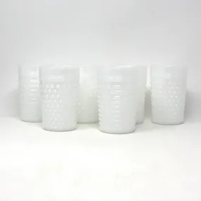 Glasses, Tumblers, Anchor Hocking, Milk Glass Hobnail, Vintage Set of 6