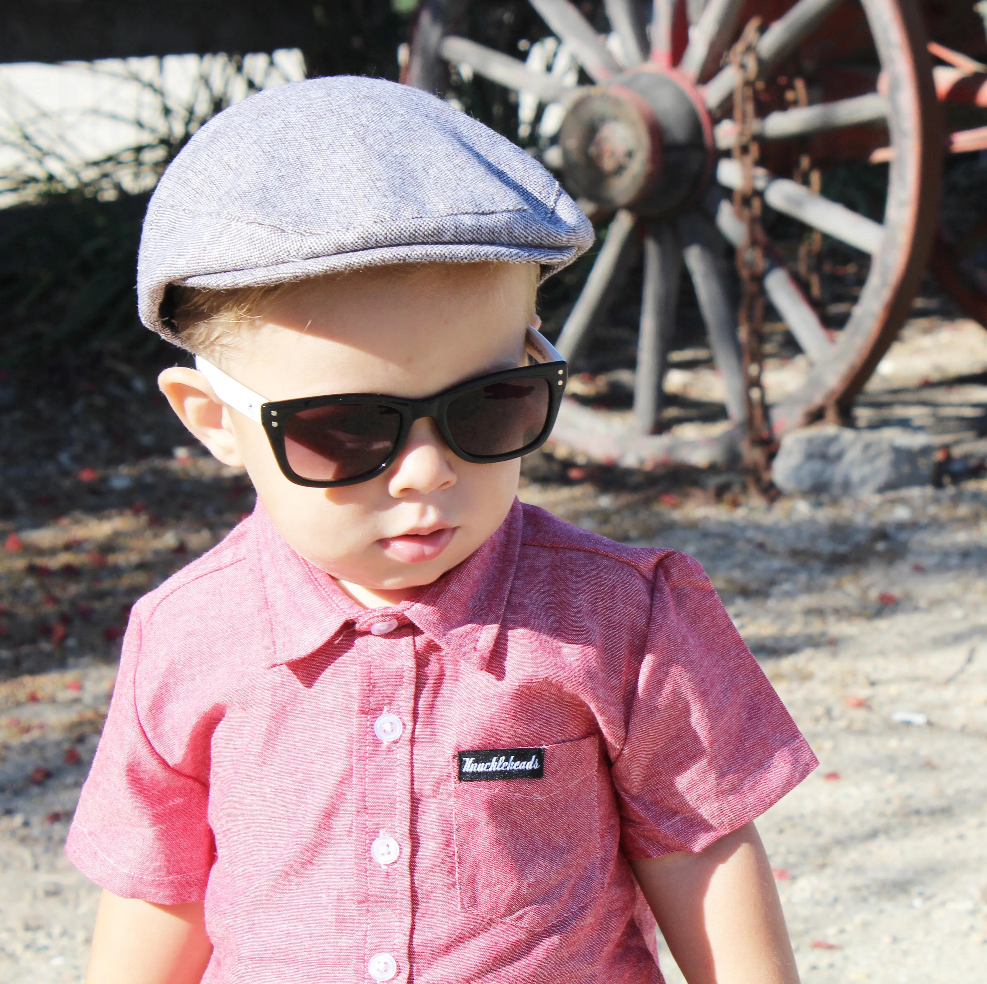 Grey Knuckleheads Pierce Flat Cap For Kids