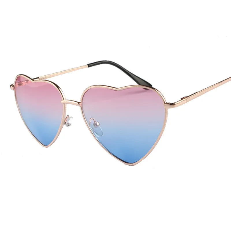 Heart Shaped Sunglasses WOMEN metal Reflective LENES Fashion sun GLASSES MEN sports sunglasses