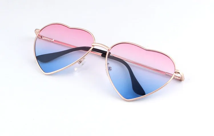 Heart Shaped Sunglasses WOMEN metal Reflective LENES Fashion sun GLASSES MEN sports sunglasses