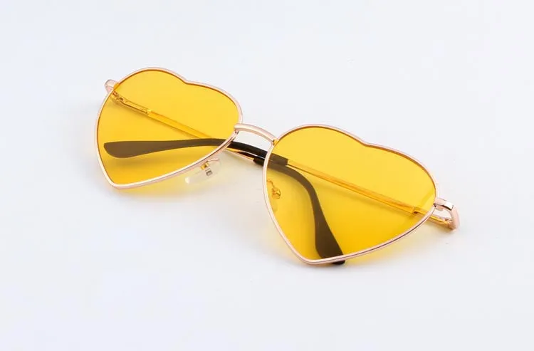 Heart Shaped Sunglasses WOMEN metal Reflective LENES Fashion sun GLASSES MEN sports sunglasses