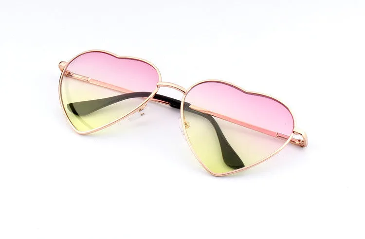 Heart Shaped Sunglasses WOMEN metal Reflective LENES Fashion sun GLASSES MEN sports sunglasses