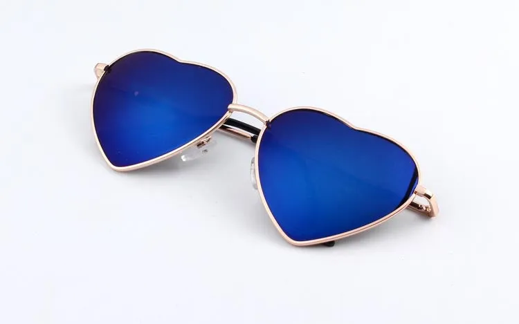 Heart Shaped Sunglasses WOMEN metal Reflective LENES Fashion sun GLASSES MEN sports sunglasses