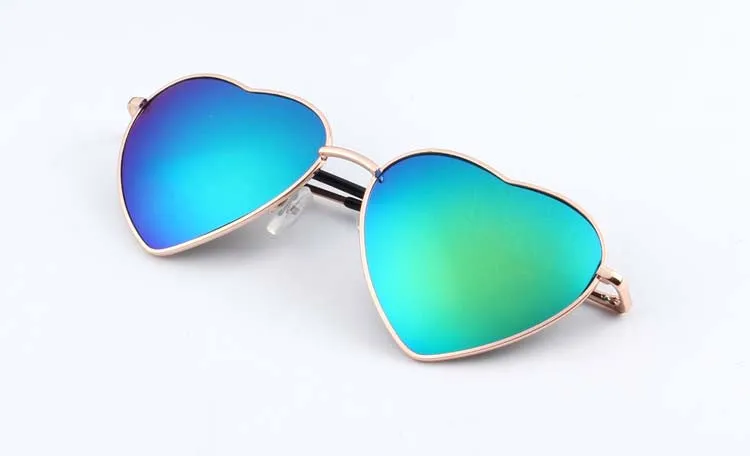 Heart Shaped Sunglasses WOMEN metal Reflective LENES Fashion sun GLASSES MEN sports sunglasses