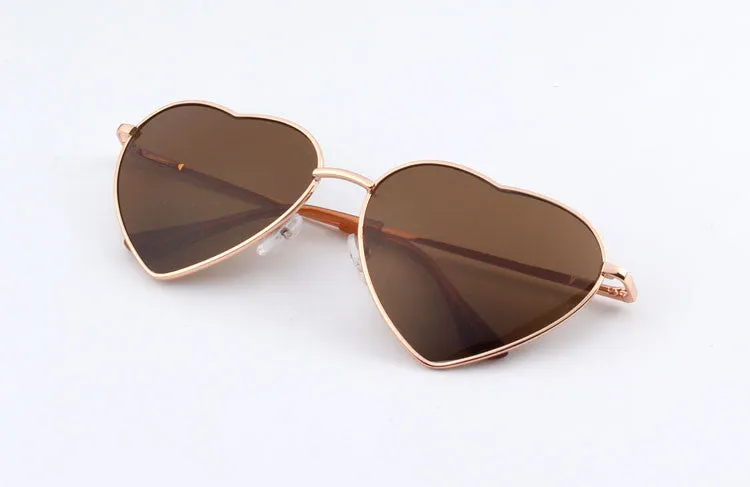 Heart Shaped Sunglasses WOMEN metal Reflective LENES Fashion sun GLASSES MEN sports sunglasses