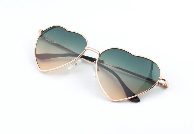 Heart Shaped Sunglasses WOMEN metal Reflective LENES Fashion sun GLASSES MEN sports sunglasses