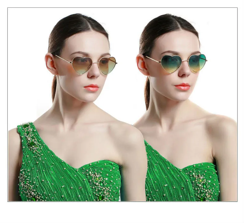 Heart Shaped Sunglasses WOMEN metal Reflective LENES Fashion sun GLASSES MEN sports sunglasses