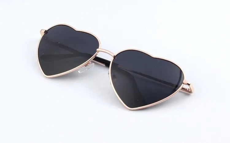 Heart Shaped Sunglasses WOMEN metal Reflective LENES Fashion sun GLASSES MEN sports sunglasses