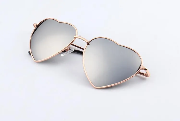 Heart Shaped Sunglasses WOMEN metal Reflective LENES Fashion sun GLASSES MEN sports sunglasses