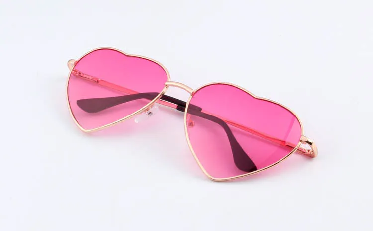 Heart Shaped Sunglasses WOMEN metal Reflective LENES Fashion sun GLASSES MEN sports sunglasses