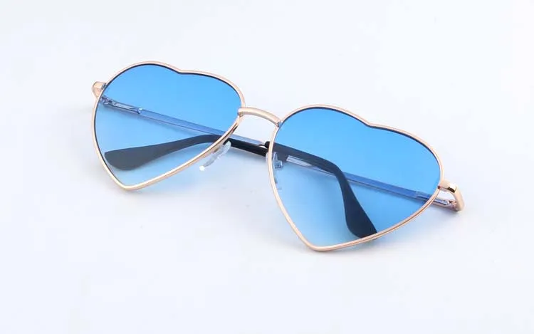 Heart Shaped Sunglasses WOMEN metal Reflective LENES Fashion sun GLASSES MEN sports sunglasses