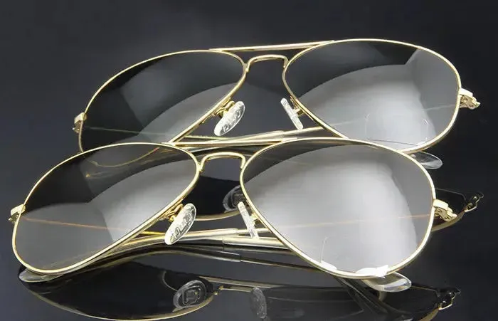 High Quality Glass Sunglasses Lens Vintage Sunglasses Men Women Gold Reflective Sunglasses UV400 Sun Glasses 55MM 58MM 2 Size